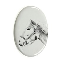 Haflinger - Gravestone oval ceramic tile with an image of a horse. - $9.99