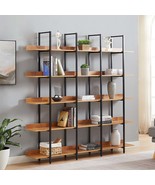 5 Tier Vintage Industrial Open Bookshelf Home Office Brown Black Metal - $4,919.37 MXN