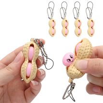 4 Pack Funny Keyring Sensory Toy Pendant Fidget Toys Anti-Anxiety Peanut Keychai - £9.20 GBP