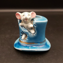 Super cute Vintage Mouse in Blue Hat Toothpick Holder 2.5&quot; Tall - £11.10 GBP