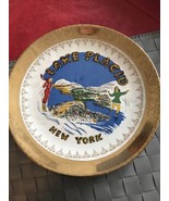 Lake Placid New York Souvenir Plate Girls Ice Skating &amp; Skiing Crest-O-Gold - £6.78 GBP