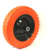 14&quot; Flat Free Wheel Barrow Wheelbarrow Tire Solid Foam 5/8 Axle For Cart... - $41.10
