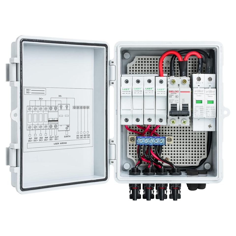 Solar Combiner Box, Briidea PV Combiner Box 4 String with 10A Circuit Br... - $125.84