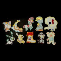 Vintage Lot 10 Mix Patches Animals Bunny Elephant Pony Dog Bear Boy Shoe Moon 3&quot; - $7.89