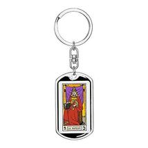 Tarot Card The High Priestess Swivel Keychain Dog Tag Engraved 18k Gold - £47.38 GBP