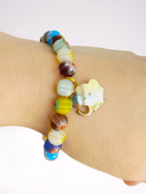 MURANO glass beads bracelet Millefiori &amp; Elephant pendant by Pierre Cardin Murri - £19.98 GBP