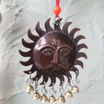 Lord Suraj Devta Sun Bronze Plaque Bells Chimes Vitality Strength &amp; Energy Lucky - £14.53 GBP