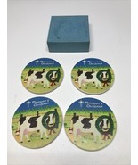 Vintage Moooory Christmas Cow Hand Painted Coasters 1988 Holiday Xmas KG - $21.78