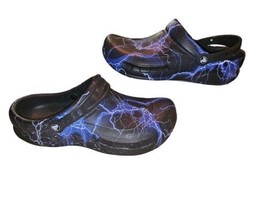 Crocs Bistro Lightning Bolt Black Blue Slip Resistant Clog Shoes Mens 12 - £22.69 GBP