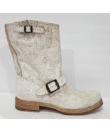 Frye VERONICA 76516 White Distressed Leather Boot Ride Buckle Pull-On 10 B New - $264.80 CAD
