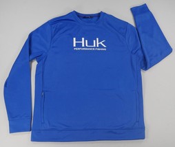 Huk Sweatshirt Performance Fishing Pullover Blue Long Sleeve  Mens XL EUC - £36.76 GBP