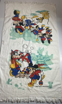 Vintage 70’s Disney Bath Towel Mickey Bandleader Goofy Terry Cotton 40” By 24” - £11.19 GBP