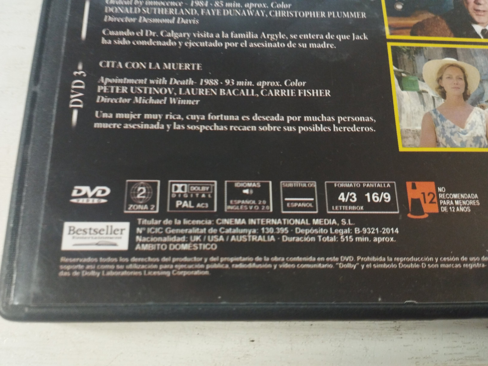 Agatha Christie Vol 2 Collezione Lauren Bacall- 3 X DVD Spagnolo Inglese Reg 2 Y Item image 3