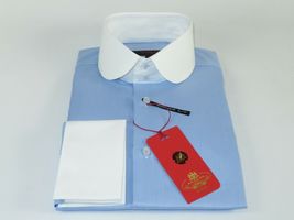 Men's Axxess Turkey 100% Egyptian Cotton Shirt English Curve Collar 222-24 Blue image 4
