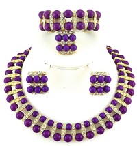 Fashion Colour Jewelry Sets Women Bead Necklace African Bridal Jewelry Sets Duba - £34.58 GBP
