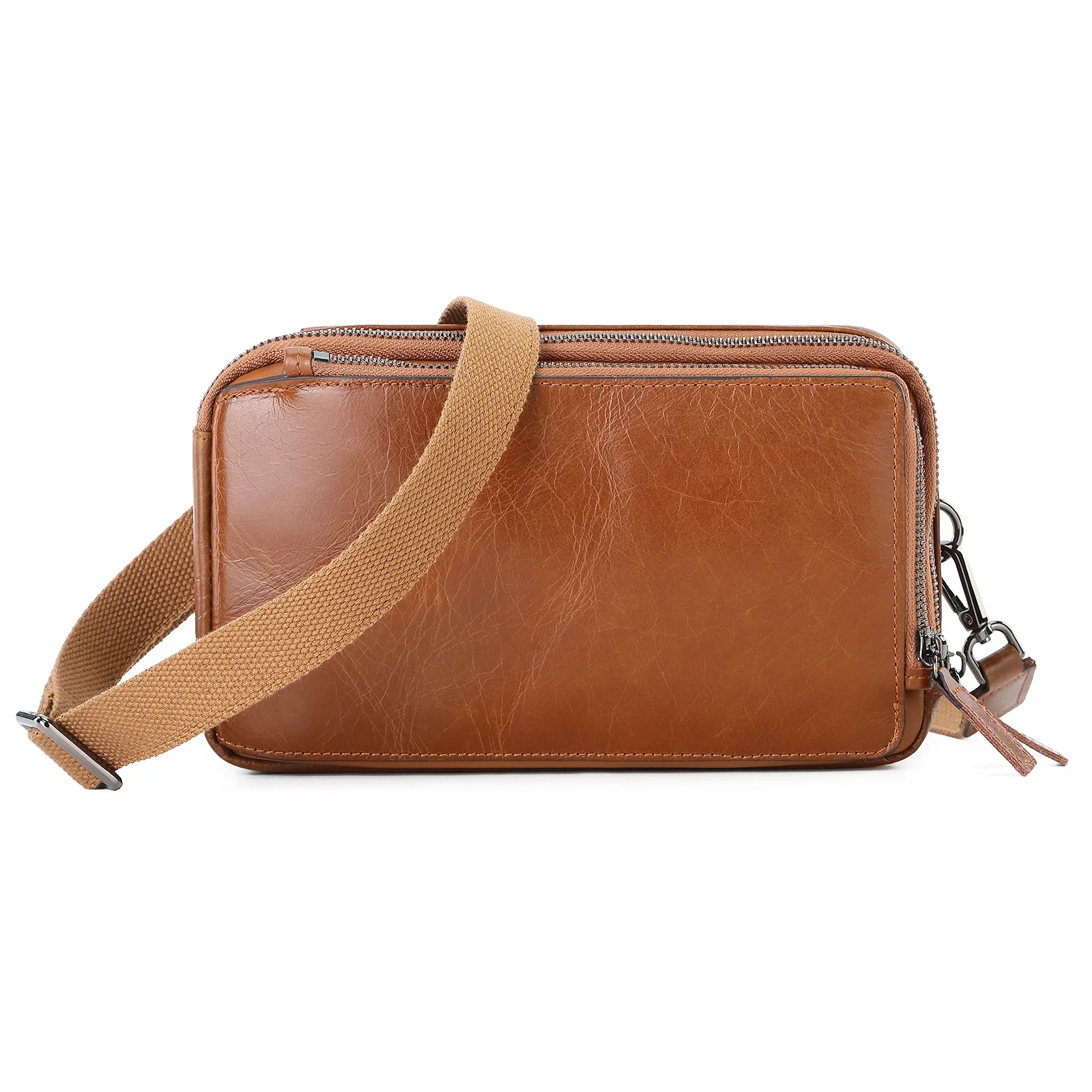 Man Leather Shoulder Chest Bag Men&#39;s Oil Wax Cow Leather Messenger Bag O... - $90.05