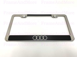 1 Audi 4 Ring Logo Carbon Fiber Style Stainless Steel Chrome Metal Licen... - $13.22