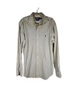 Ralph Lauren Polo Mens Polo Shirt Plaid Yellow Blue Logo Size Medium Sta... - $19.99
