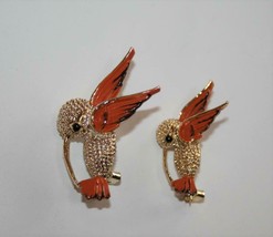 Set of 2 Vintage Gerry Rust Enamel Hummingbird Pins Brooches  J367 - £15.80 GBP