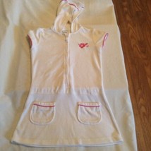 Size large Greendog swimsuit cover dress hoodie white terry cloth girls - $15.59