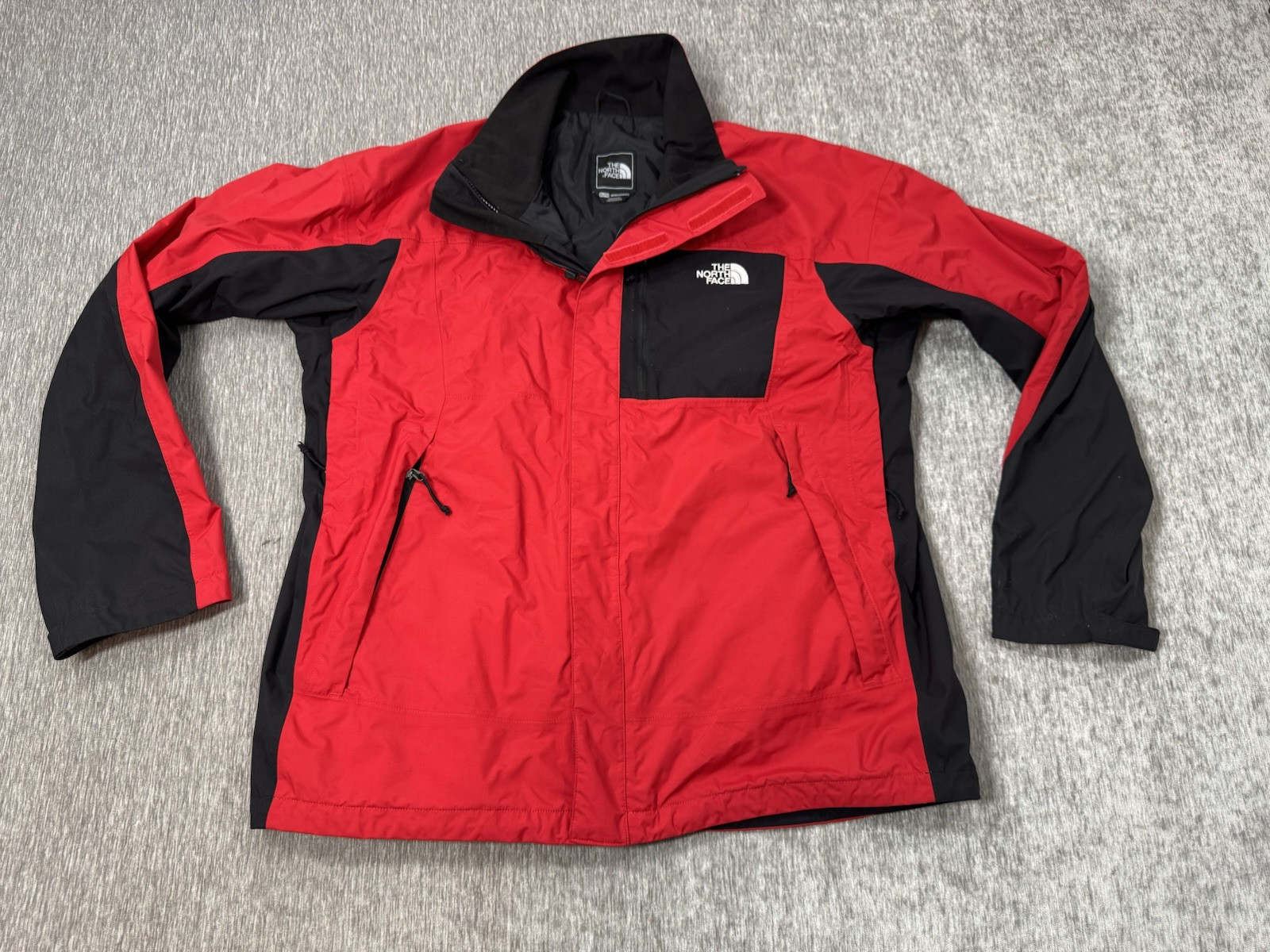 The North Face HyVent Jacket Mens XL Red Black Zip Hiking Outdoors Rain ... - $24.74
