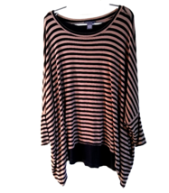 Knit Top By Chelsea Theodore Tan/Black Striped, Rayon Top Medium - £9.48 GBP