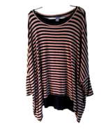 KNIT TOP by CHELSEA THEODORE Tan/Black Striped, Rayon Top  Medium - £9.40 GBP