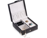 Bey-Berk Black Quilted Leather Jewelry Box for Rings earrings with Snap ... - £38.65 GBP