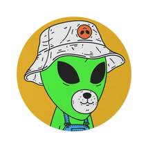 Green Dog Face Visitor Alien Hat Farmer Trousers Round Rug - $149.60