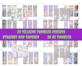 Disney Villains 20oz Skinny Tumbler Sublimation 20 Designs Bundle - £1.95 GBP