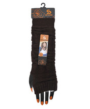 Cable Knit Women&#39;s Arm Finger Warmers With Thumb Holes Dark Brown New 15... - $12.59