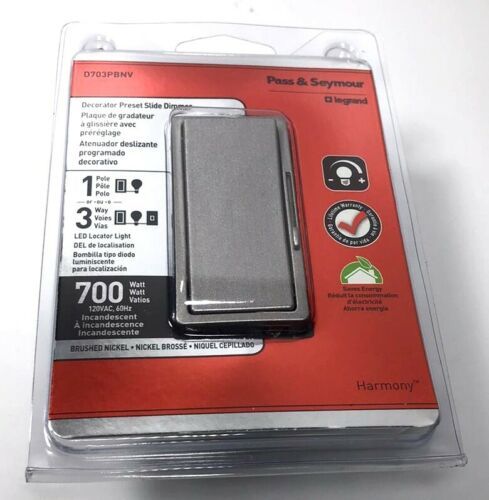 P&amp;S Legrand D703-PBNV Decorator Preset Slide Dimmer Brushed Nickel - 7 Pack - $83.16