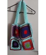 Minty Soft Green Mint Granny Square Tote Bag, 15 x 15 inches - £14.93 GBP