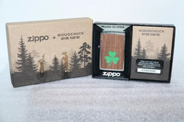 Zippo Walnut with Inset Lucky Clover Lighter Woodchuck Buy One Plant One - £27.50 GBP