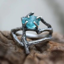 Summer Beach    Branch Cross Blue Resin Stone Ring For Ladies Holiday Accessorie - £7.34 GBP
