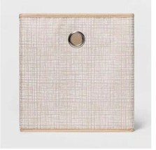 Room Essentials™ ~ 11&quot; Storage Bin ~ Polyester Cube ~ Tan ~ Cross Hatch Pattern - £17.74 GBP