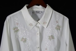 White Embroidered LARGE Women&#39;s Blouse by KC Studio with Floral Flowers - £15.51 GBP