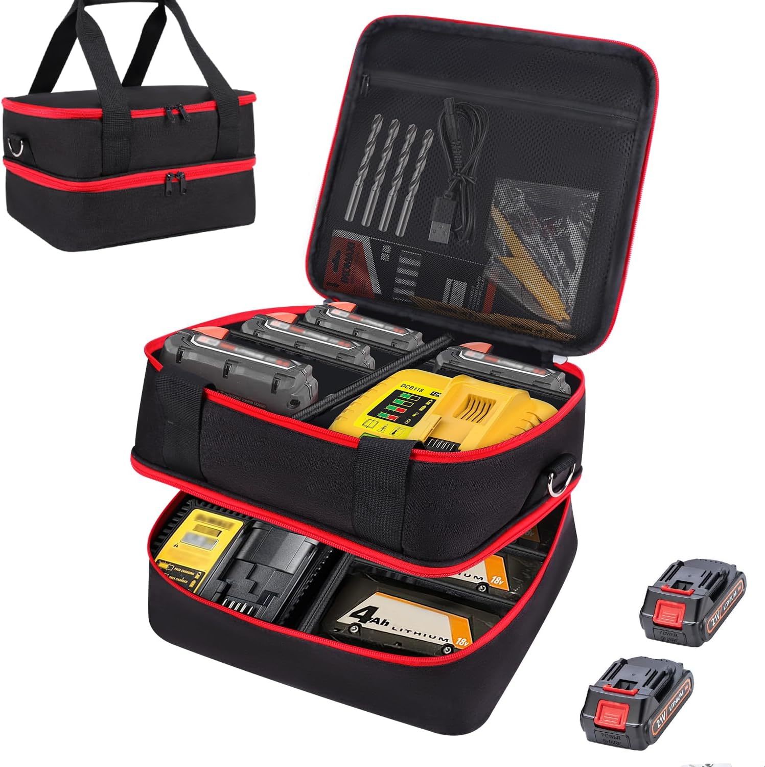 Battery Storage Case For Milwaukee M18 M12 Battery And Charger, Hard Bat... - $35.96