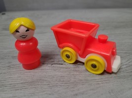 Vintage Fisher Price Little People Red Train and Woman Replacement Parts - $5.75