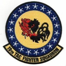 4&quot; Air Force 19FS Repro Squadron Pacific Blue Yellow Embroidered Jacket Patch - £21.68 GBP