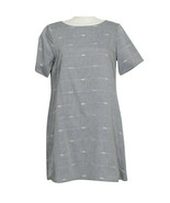 EILEEN FISHER Denim Blue Cotton Nomadic Stripe A-Line Boat Neck Shift Dr... - $149.78 CAD