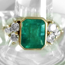 18K Gold Plated 2.5CT Lab-Created Emerald Diamond Antique Vintage Solitaire Ring - £69.55 GBP