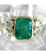 18K Gold Plated 2.5CT Lab-Created Emerald Diamond Antique Vintage Solita... - £68.42 GBP