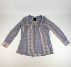 Dolan T-Shirt Anthro Women&#39;s S Blue Beige Aztec Sheer Blouse Long Sleeve - $18.71