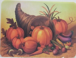 Set of 4 Same Thin Plastic Semi Clear Placemats,12&quot;x16&quot;, FALL,HARVEST THEME,Link - £13.22 GBP