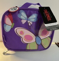 Thermos Soft Insulated Lunch Kit, Butterflies Purple Lunch Bag New 10 X 8” - $9.89