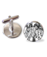 beatles cufflinks abbey road sketch handmade 16mm round silver plated un... - $14.93