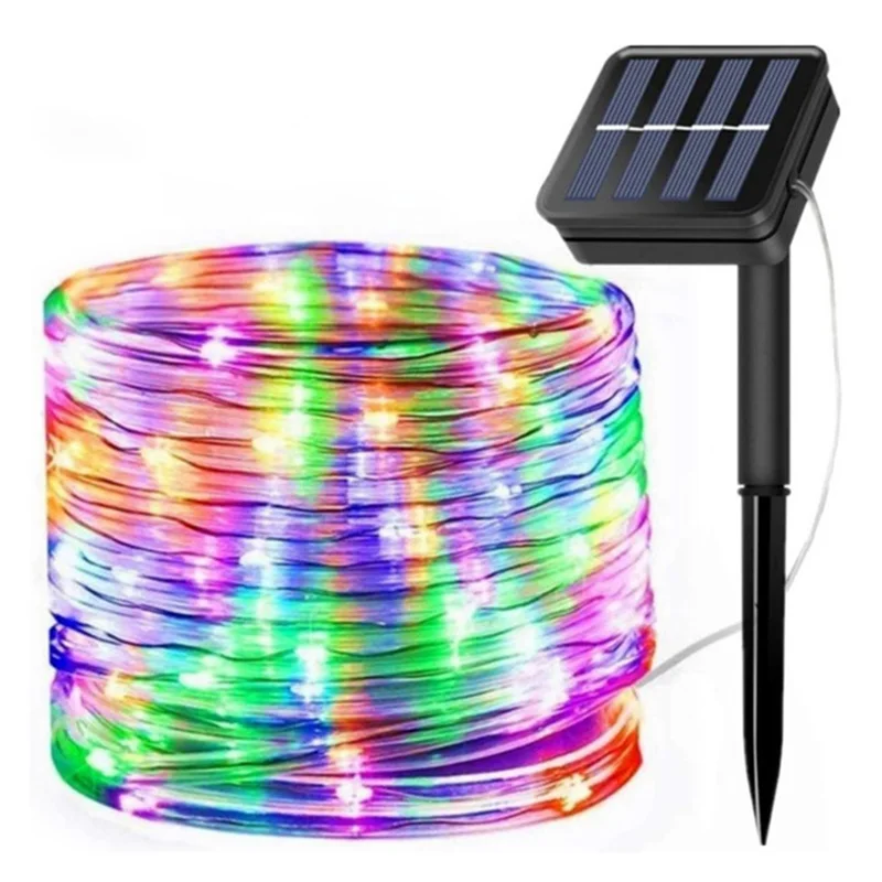 50/100 LED Solar Powered Rope  String Lights Outdoor Waterproof 8 Modes Fairy Li - £152.96 GBP