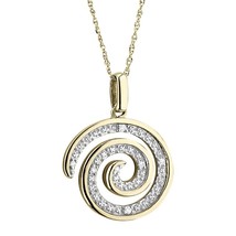 14k Yellow Gold Plated 0.50Ct Real Moissanite Swirl Pendant Necklace 18&quot; Chain - £75.01 GBP