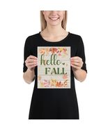 Hello Fall Maple Leaves Poster | Prints for Home Farmhouse Kitchen Livin... - $19.55+